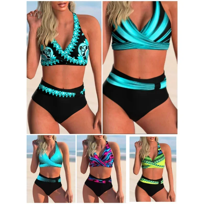 Maillot de bain push up pour femmes, bikini, taille haute, pour baigneurs, vêtements de plage, 2024