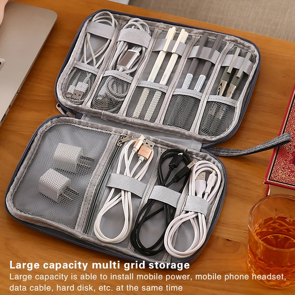 Cable Organizer Storage Bag System Kit Case Travel USB Data Cable Earphone Wire Pen Power Bank SD Card Digital Gadget Device Bag