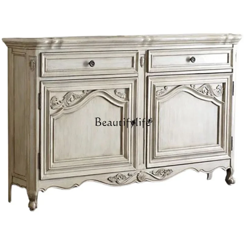 

LJYAmerican retro complete light luxury oak dining side cabinet household home design carved side cabinet