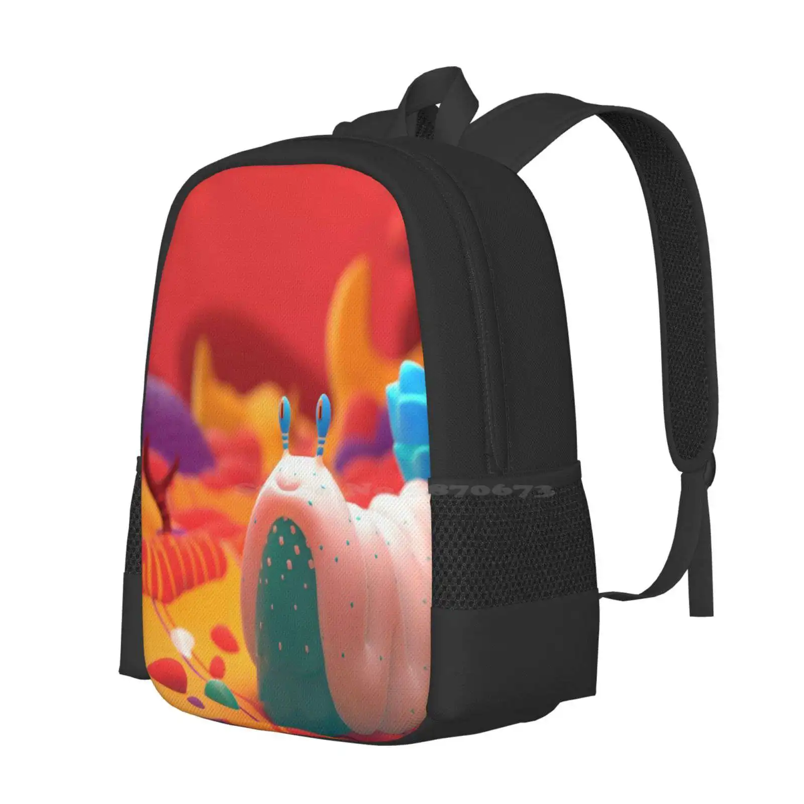 Afternoon Stroll 3D Print Design Backpack Student Bag Underwater Ocean Nudibranch Sea Slug Snail Coral Red Warm Vivid 3D