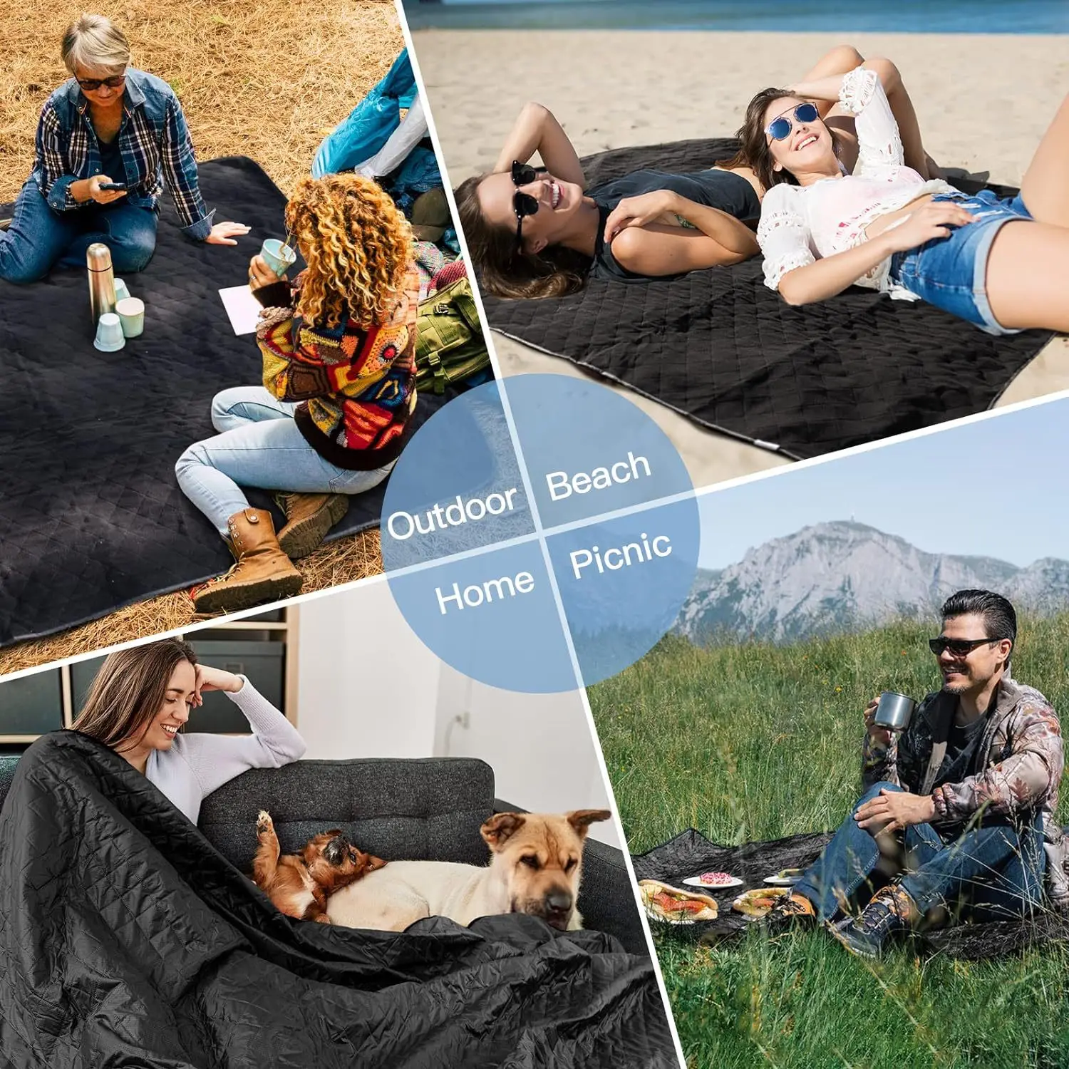 

Double-Sided Fleece Camping Blanket - Waterproof & Sandproof Outdoor Mat for Picnic, Hiking, Beach & Family Outings
