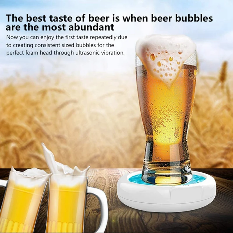 Electric Ultrasonic Beer Foamer Beer Head Enhancer Better Tasting Beer For Lager, Craft Beer And Home Brewing