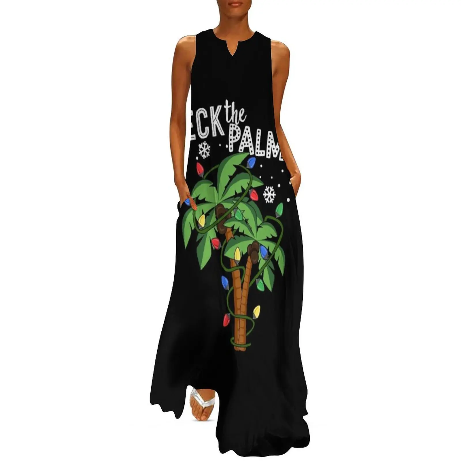 

Deck The Palms Hawaii Christmas Palm Tree Lights Long Dress Dress women Evening gown Dress