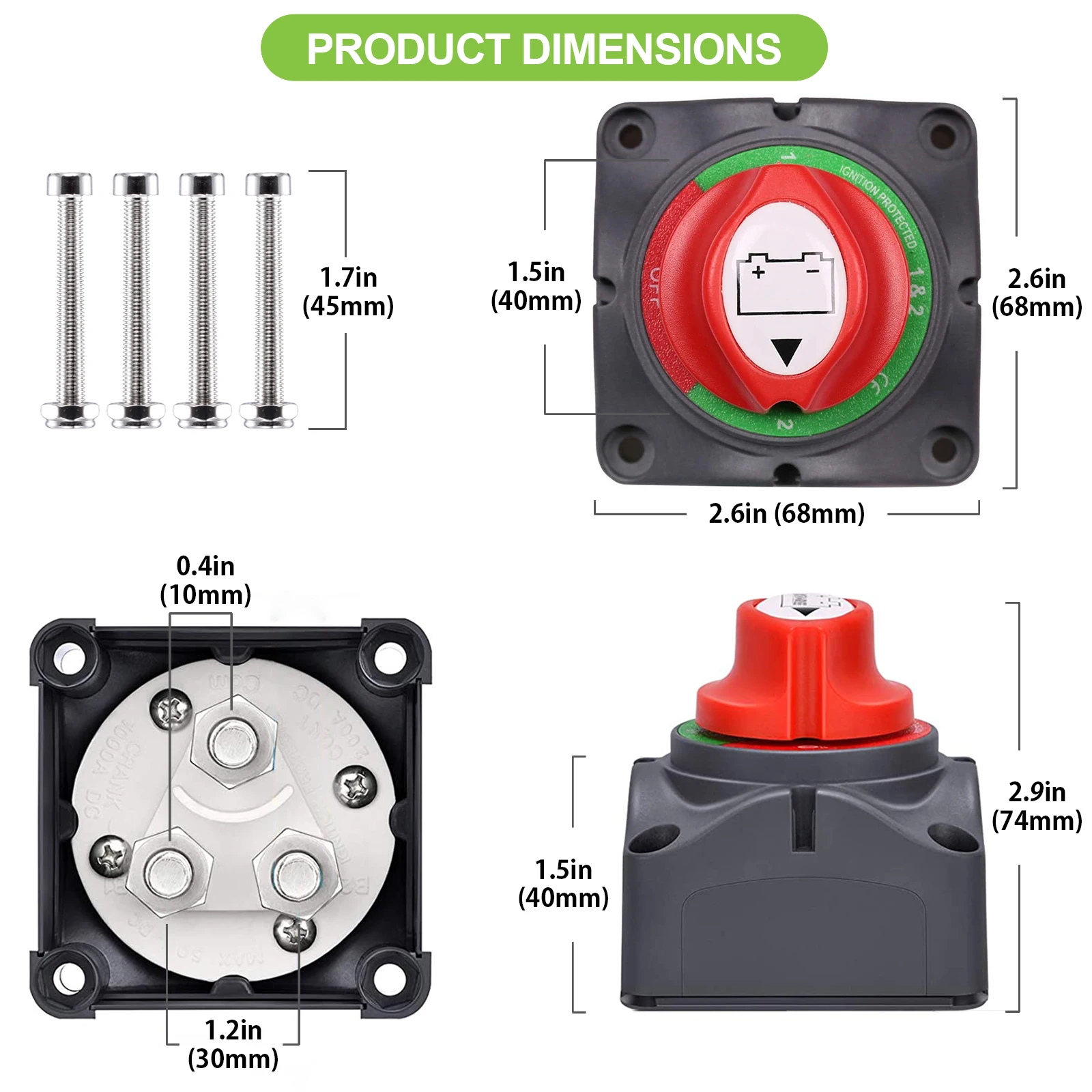 Auto-Batterie-Trennschalter, 12 V, 24 V, Marine, 200 A, 300 A, Dual-Batterie-Massenschalter, 2 und 3 Positionen, Absperrschalter, Auto, Boot – Detail 9