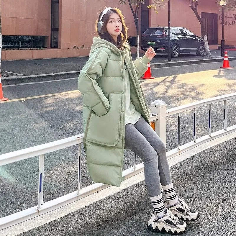 Women's Winter Cotton Jacket Coat Blouse Mid-length Splicing Corduroy Zipper Thickened Warm Premium Soft Versatile Trend Brand