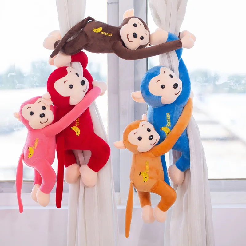 65cm Cute Long-Arm Ape Monkey Plush Toys Anti Collision Curtain Strap Monkey Doll Cartoon Animals Stuffed Dolls Home Decoration