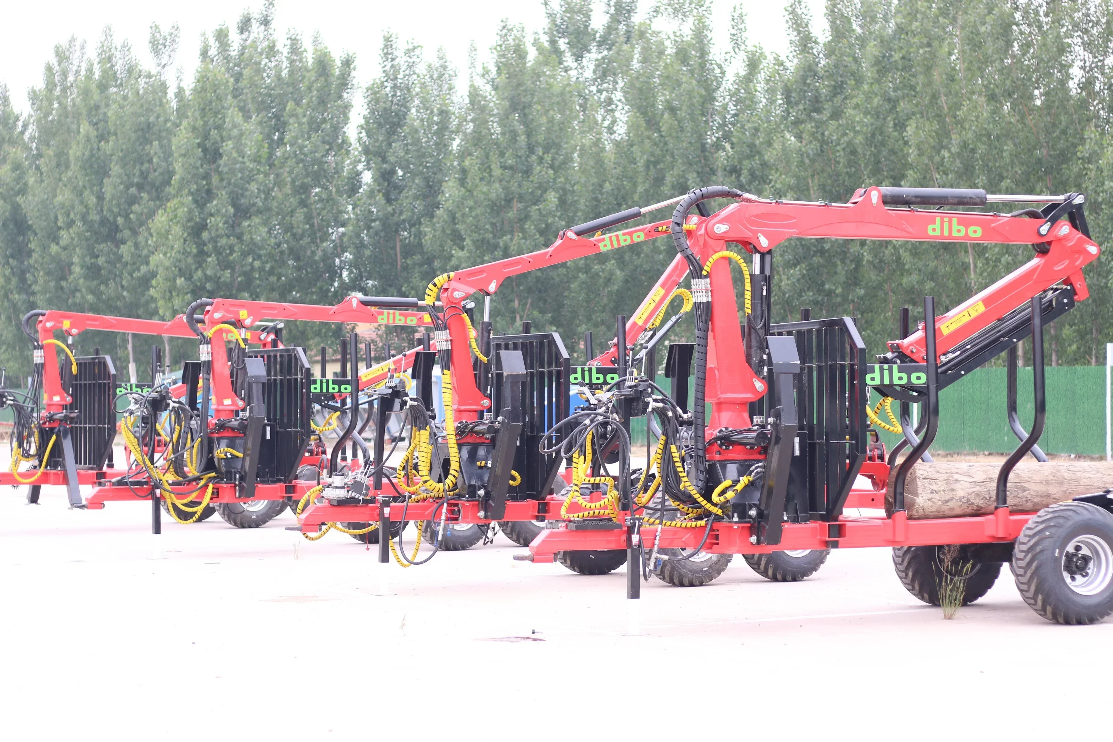 CE certification Heavy  7.8m forest farm hydraulic Wood log grapple PTO ATV timber crane loader utility trailer for tractor