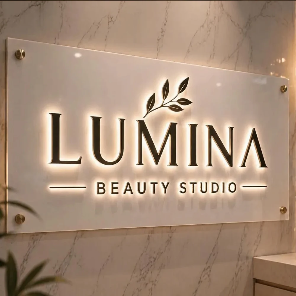 Custom Business Metal Frontlit Sign Laser Cut Metal Sign 3D Logo Personalize Sign for Shop Salon Hotel Decor Sign Indoor/Outdoor