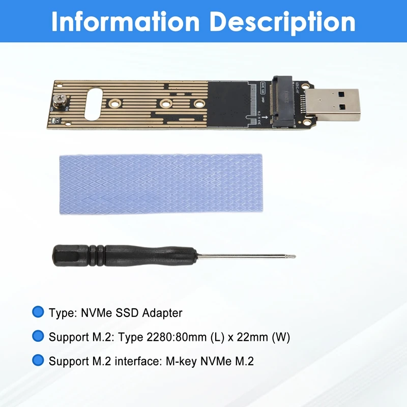 

1 Set NVME USB Adapter M.2 NVME SSD To USB 3.1 Adapter 10Gbps USB3.1 Gen 2 For M2 Nvme 2230 2242 2260 2280 SSD