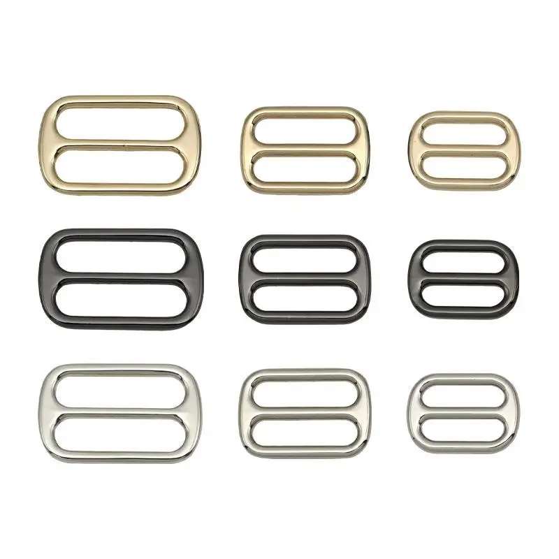 1Pcs Middle Center Bar Adjuster Buckle Metal Three Glide Slide Buckle For Leather Craft Bag Strap Webbing 13/15/20/25/32/38/50m