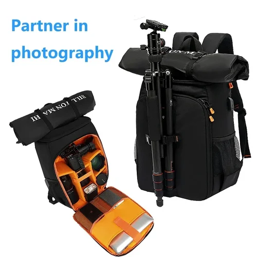 Imagen 2 del producto Mochila para cámara, bolsa para fotos al aire libre, mochila impermeable para portátil de gran capacidad, adecuada para CanonNikonSONY