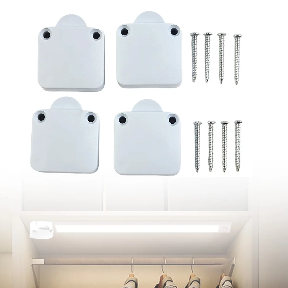 Gate Switch Pantry Switch Indoor Outdoor Electrical Light Self-reset White Cabinet Door 4pcs For Cupboard  Gate