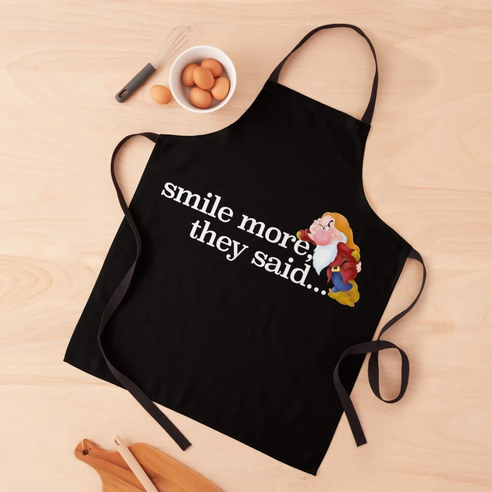

Smile More Grumpy Dwarf dark Apron Kitchen For Women For Cooking waiter Apron