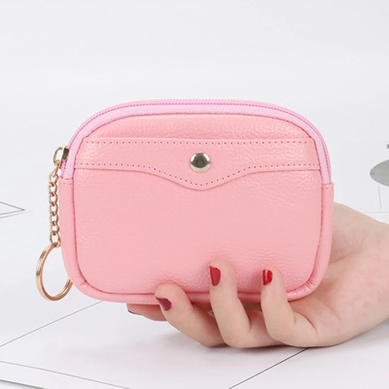 ﻿Women\'s Zero Wallet Shell Shaped Small Wallets Solid Color Simple Lightweight Breathable Soft Leather Business Card Key Bags