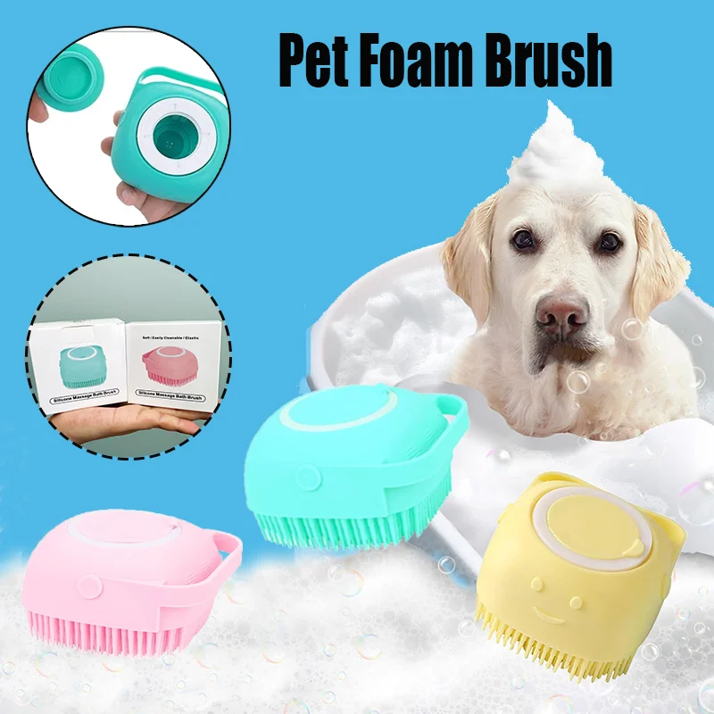 

Cat and Dog Bathing Brush 80ml Capacity Pet Massage Hair Groomer for Bathing Cats and Dogs Soft Silicone Rubber