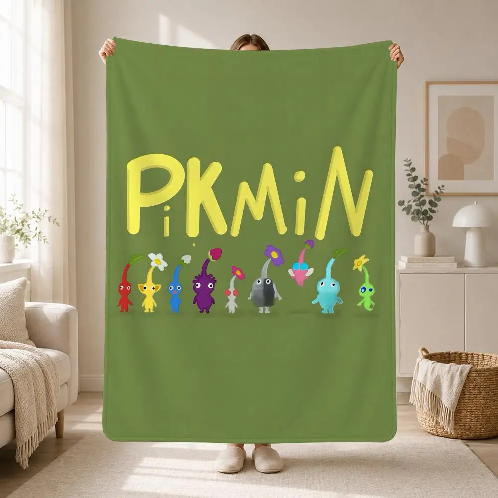 Cute Fantasy Game Pikmin Throw Soft Plush Flannel Throw Blanket Sofa Bed Travel Home Decor