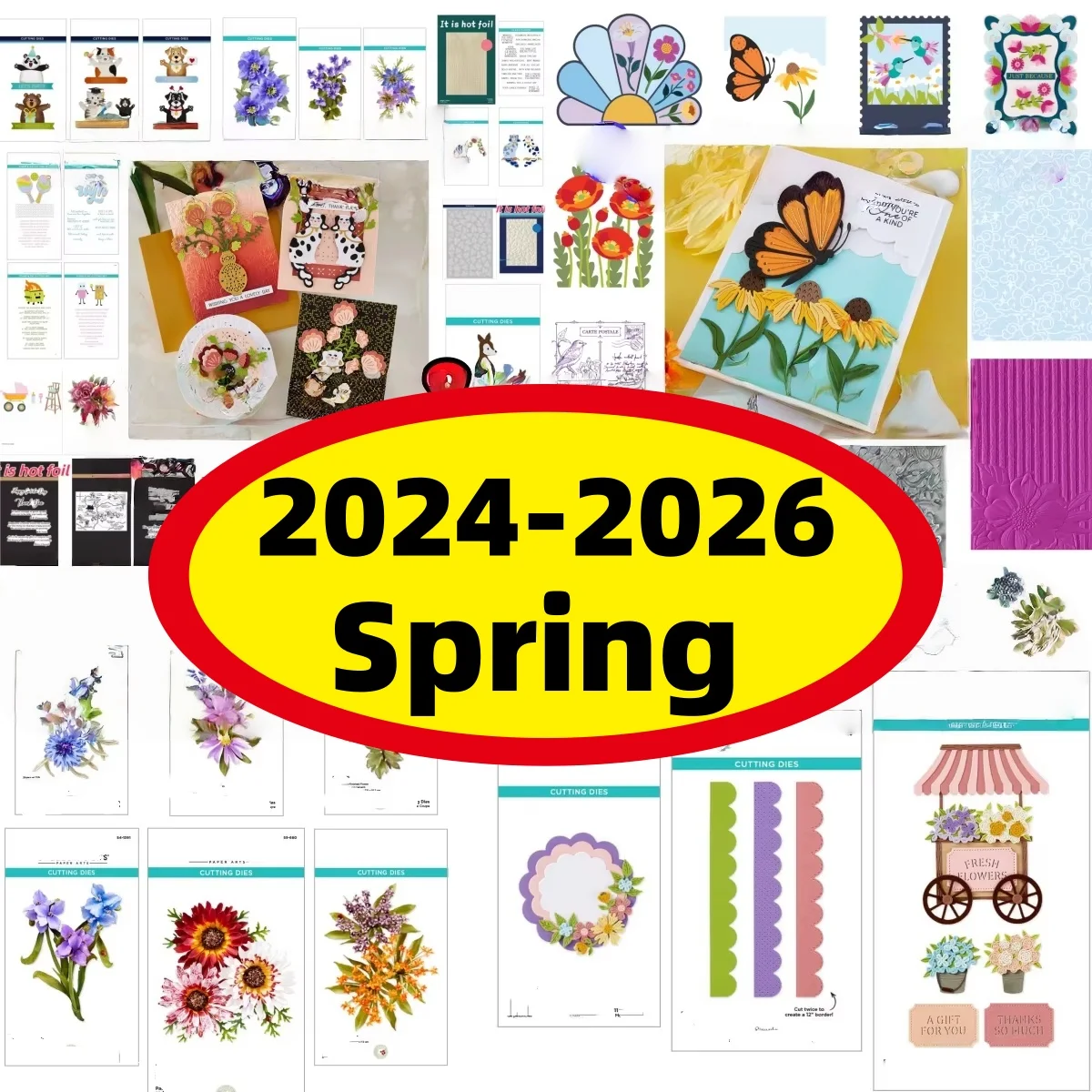 

2024-2026 Spring Valentine Easter Mother Day Stamps Cutting Dies Hot Foil for DIY Making Card Scrapbook Template Decoration