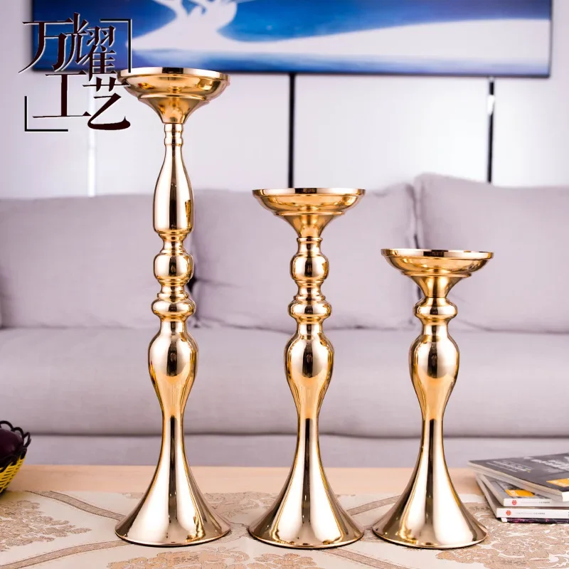 Metal Candle Holders Flowers Vase Candlestick Centerpieces Road Lead Candelabra Centerpieces Wedding porps Christmas decoration