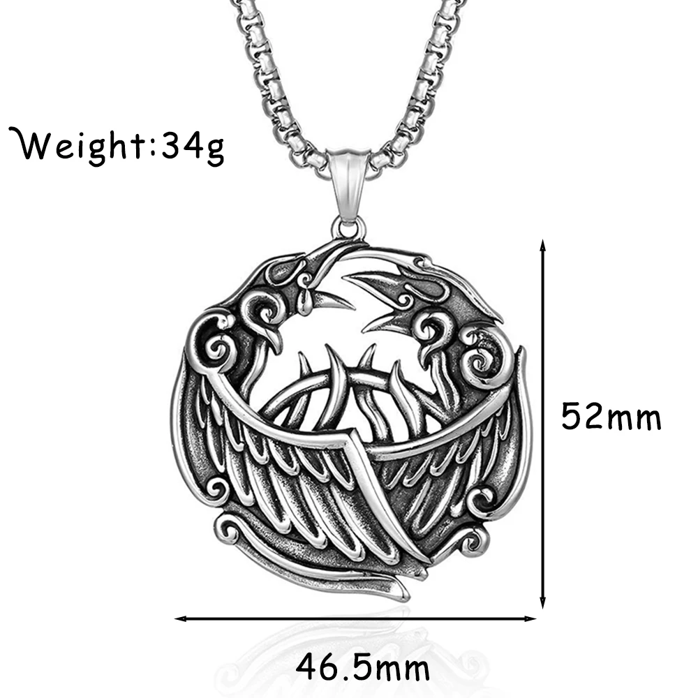 Collier pendentif double corbeau Viking nordique classique pour hommes et femmes, bijoux en acier inoxydable, accessoires d'amulette Odin uniques