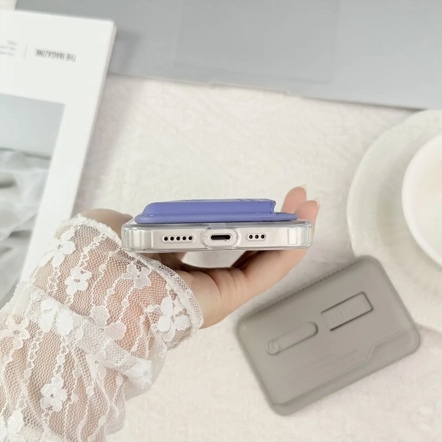 Starker magnetischer Kartenhalter mit Fächern für Magsafe Apple iPhone 17 16 15 14 18 Pro Max mit Kartenhalter, Fingerring und Handgelenkschlaufe – Detail 16
