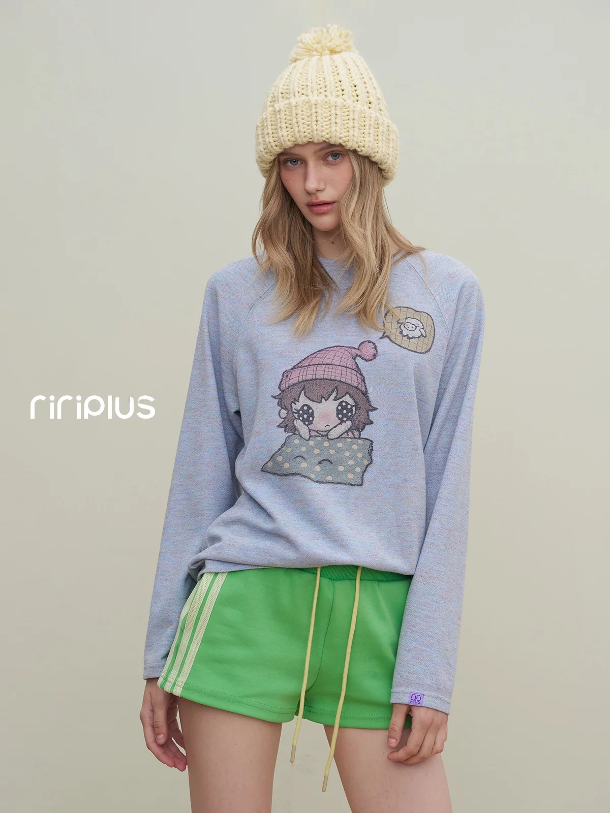 Riverstone plus Long Sleeve Printed T-Shirt Women's Loose Top Autumn New Style Collaborative Work Girl's Fashion Polyester Vi...