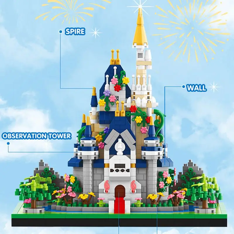 Castle Building Blocks Toy Diy City Model Set Fairy Tale Princess Castle Model Bricks Creative Ornaments Children Birthday Gift