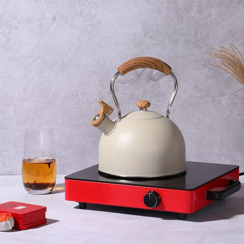 2.5L Stainless Steel Whistle Kettle for Boiling Water Chirping Camping Teapot Folding Handle Teapots to Boil Water Gas Stove