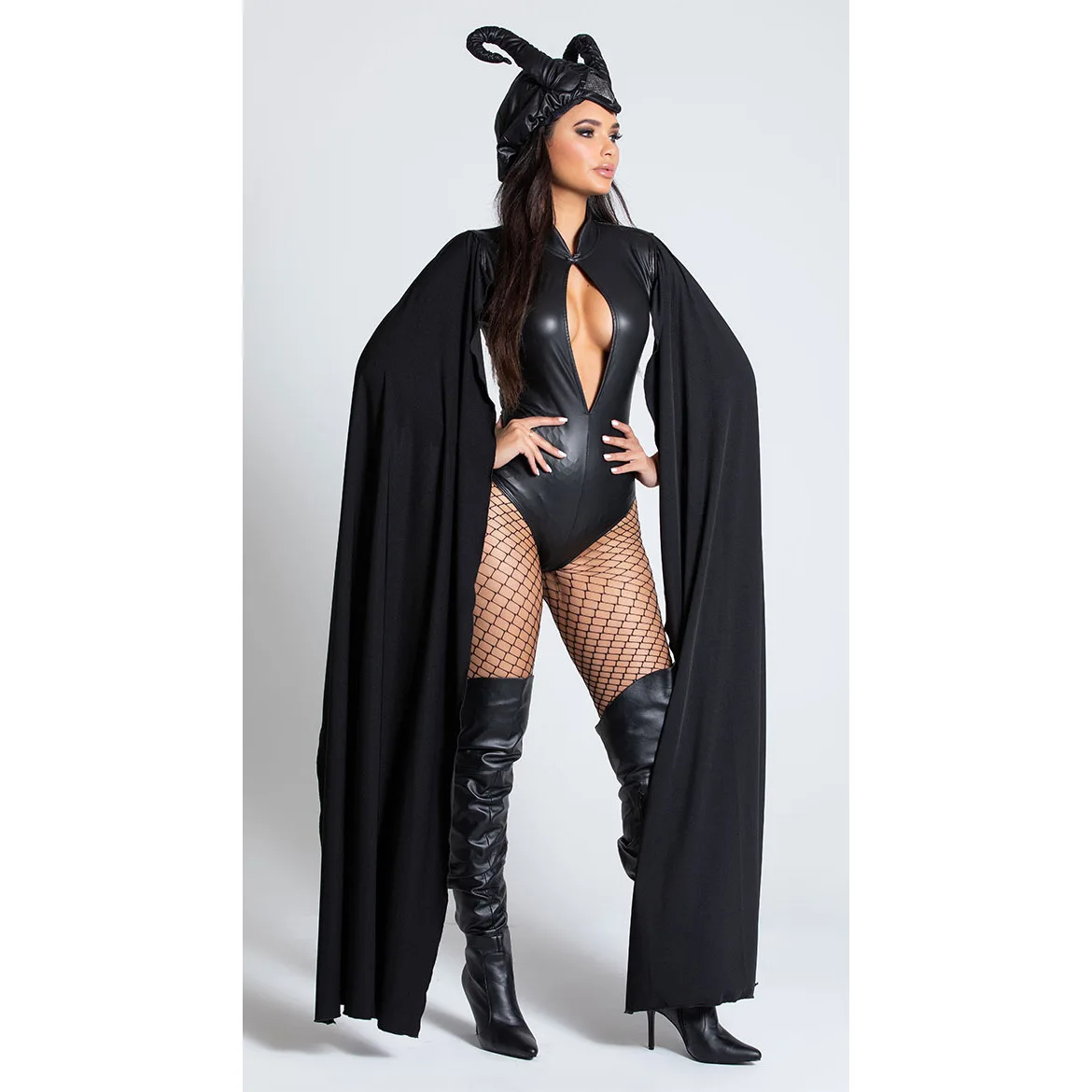 Halloween feminino preto falso couro macacão cosplay traje de bruxa