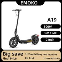 EMOKO A19 E-scooter for Adults 36V15Ah Battery 500W Motor Foldable Electric Scooter 12 Inch Tires City Commuter Electric Scooter