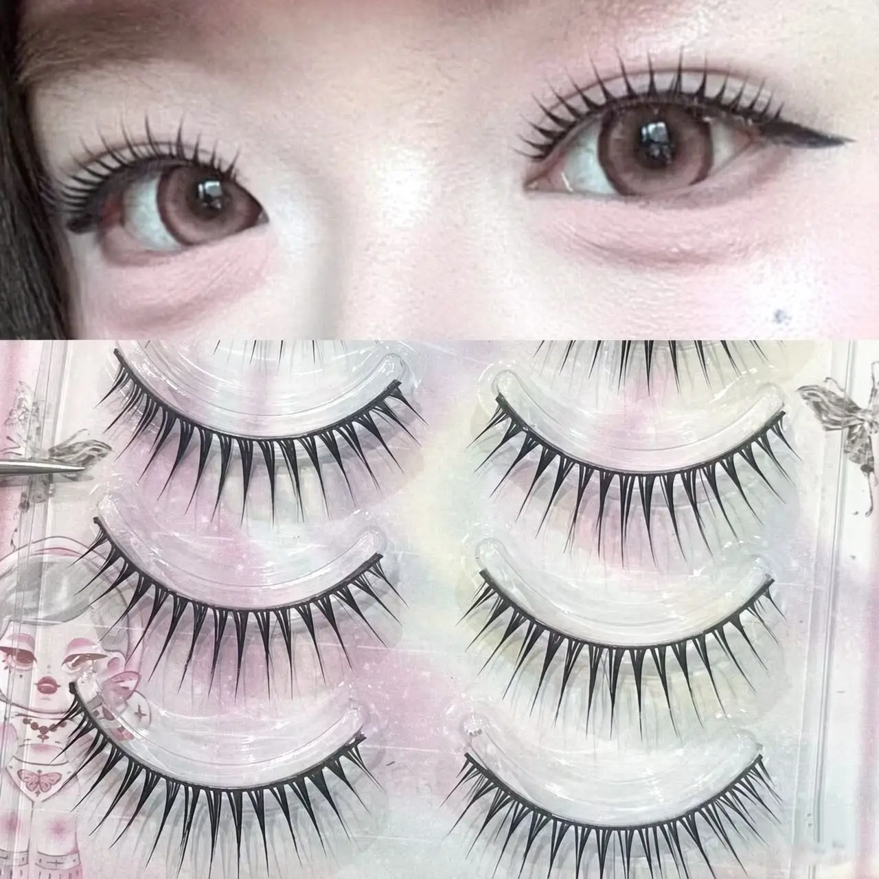 Hard Band Wet Tip Girl Group False Lashes Reusable Strip Lashes Kpop Idol Eye Makeup