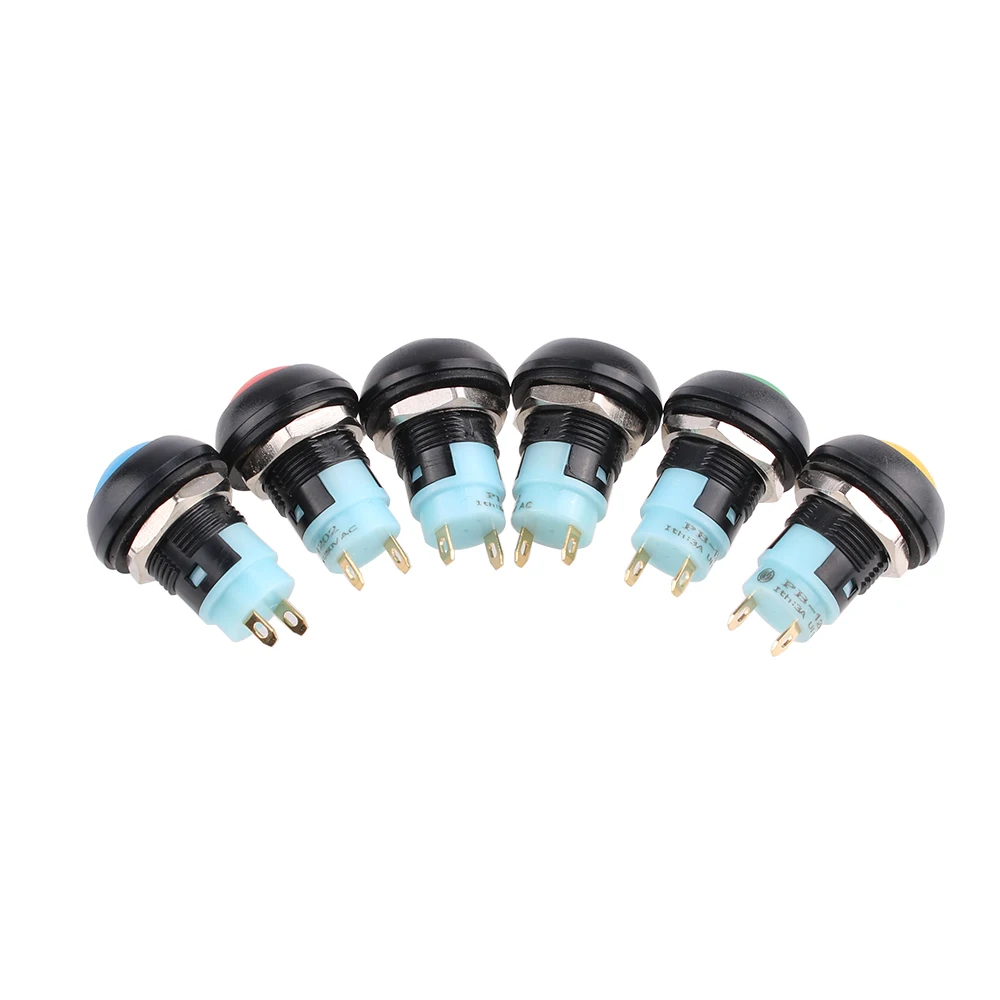 1PC PBS-33A 12mm 1NO latching Small Waterproof plastic Push Button Switch 250V 3A Round Red Green White Black Blue Yellow DS-33A