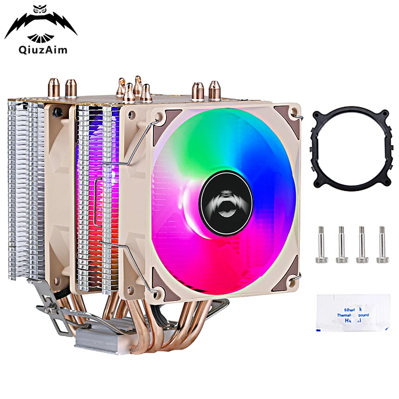 

QiuzAim 4 Heat Pipe Twin Towers CPU Air-cooled AM3 AM4 Cooler Fan Computer Processor Installing LGA2011 x79 x99 e5 2099 2066 AMD