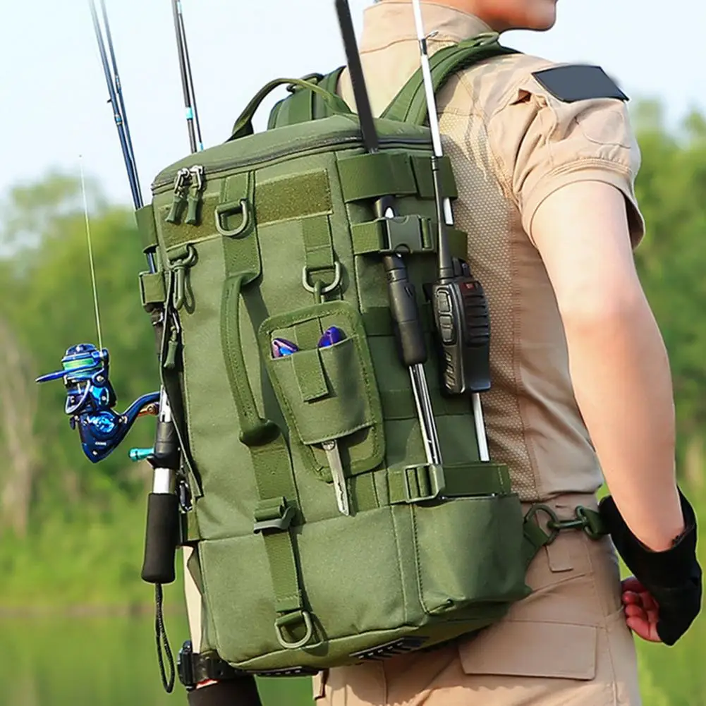 Fishing Backpack with Rod Holders Heavy-duty Fishing Bag Capacity Waterproof Fishing Backpack with Rod for Outdoor for Camping