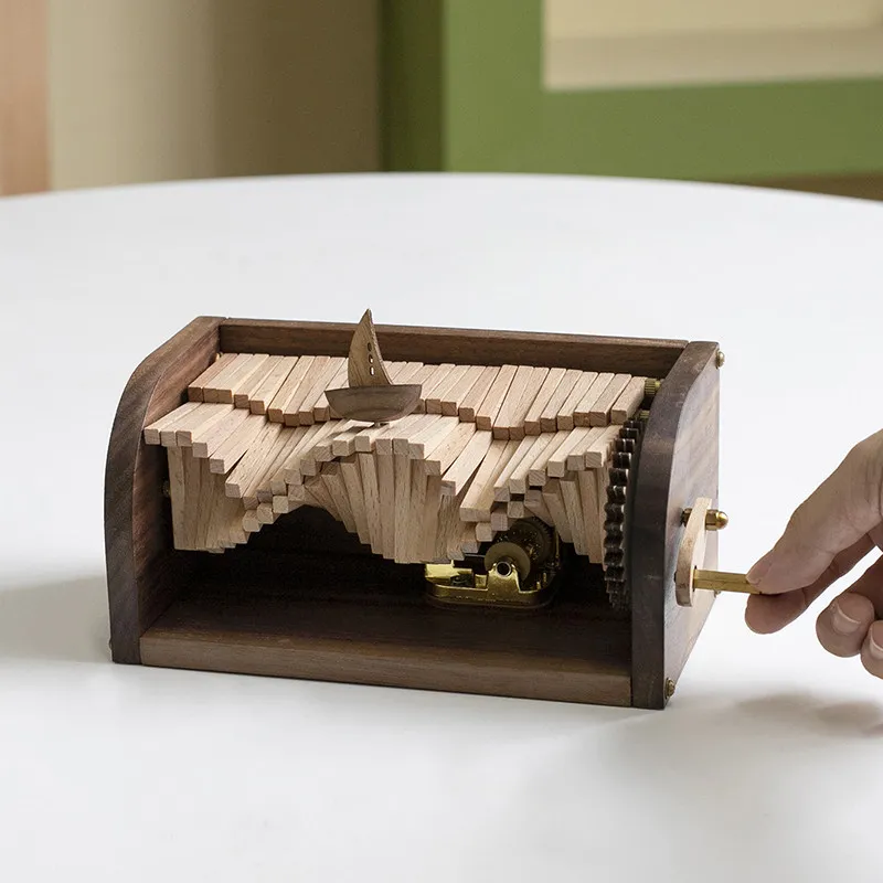 Sky City Music Box Wooden Handmade Creative Music Box Ornament Birthday School Gift Girls
