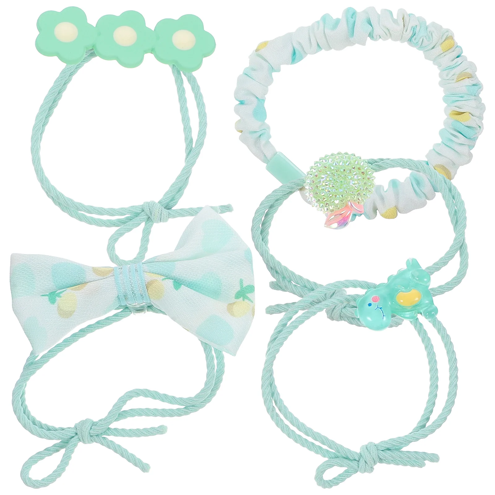 

5 Pcs Elastic Cute Bow Ties Accessories for Girls Toddlers Hair Bows Ponytail Holders Hair Accessories Plastic