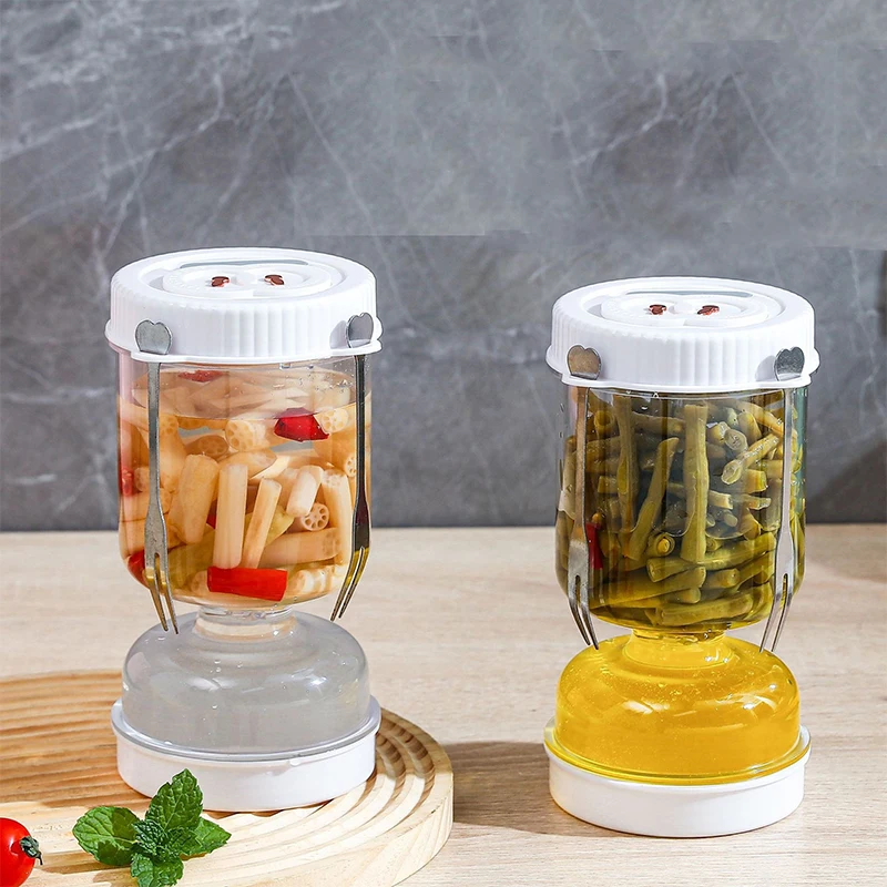 Pickles Jar with Lids Strainer Olives Hourglass Jug Food Storage Kimchi Container Home Wet and Dry Separation Pickle Jar