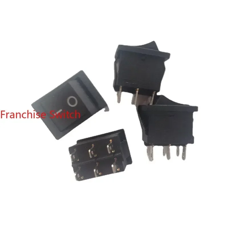10PCS Double Blade Button Boat Type Switch Power  Black 2-way 6-pin 2-speed KCD2 Rocker  KCD2-202