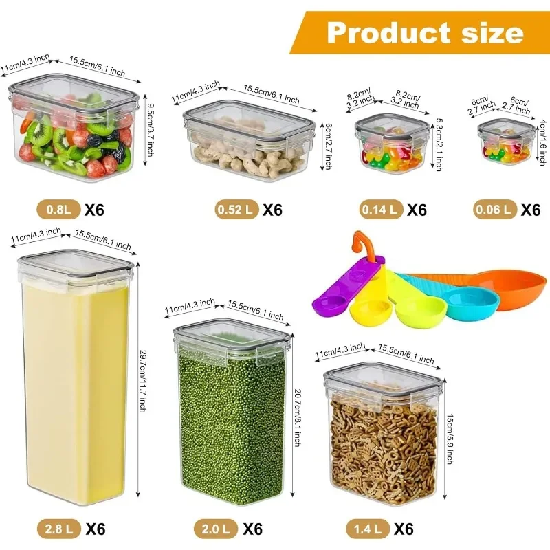 42 Pack Airtight Food Storage Containers with Lids, Plastic Kitchen and Organization Canisters for Cereal, Flour and