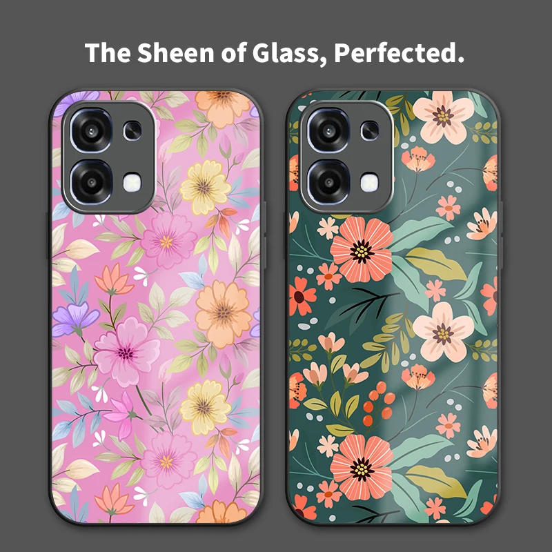 حافظة هاتف من السيليكون المقاوم للصدمات لهاتف OPPO A6 Pro 4G 5G A5X A5 Pro A5 زهور مطبوعة بالزهور غطاء خلفي واقٍ من زجاج البولي يوريثان الناعم