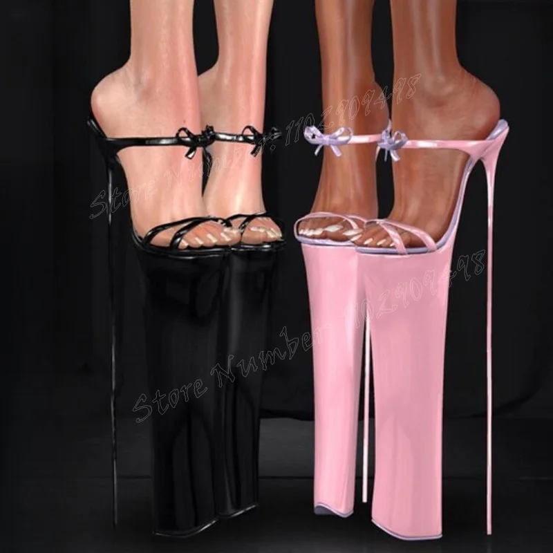 

Pink Bow Knot Extreme High Platform Slippers Open Toe Shoes for Women Thin High Heels Sexy Lady Shoes 2024 Zapatos Para Mujere