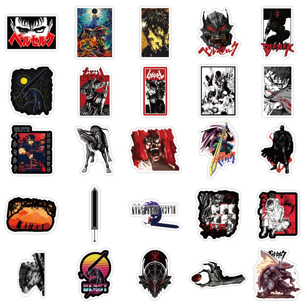 50PCS Guts Japanese Anime Berserk Graffiti Sticker for Luggage Laptop Skateboard Motorcycle Notebook Sticker