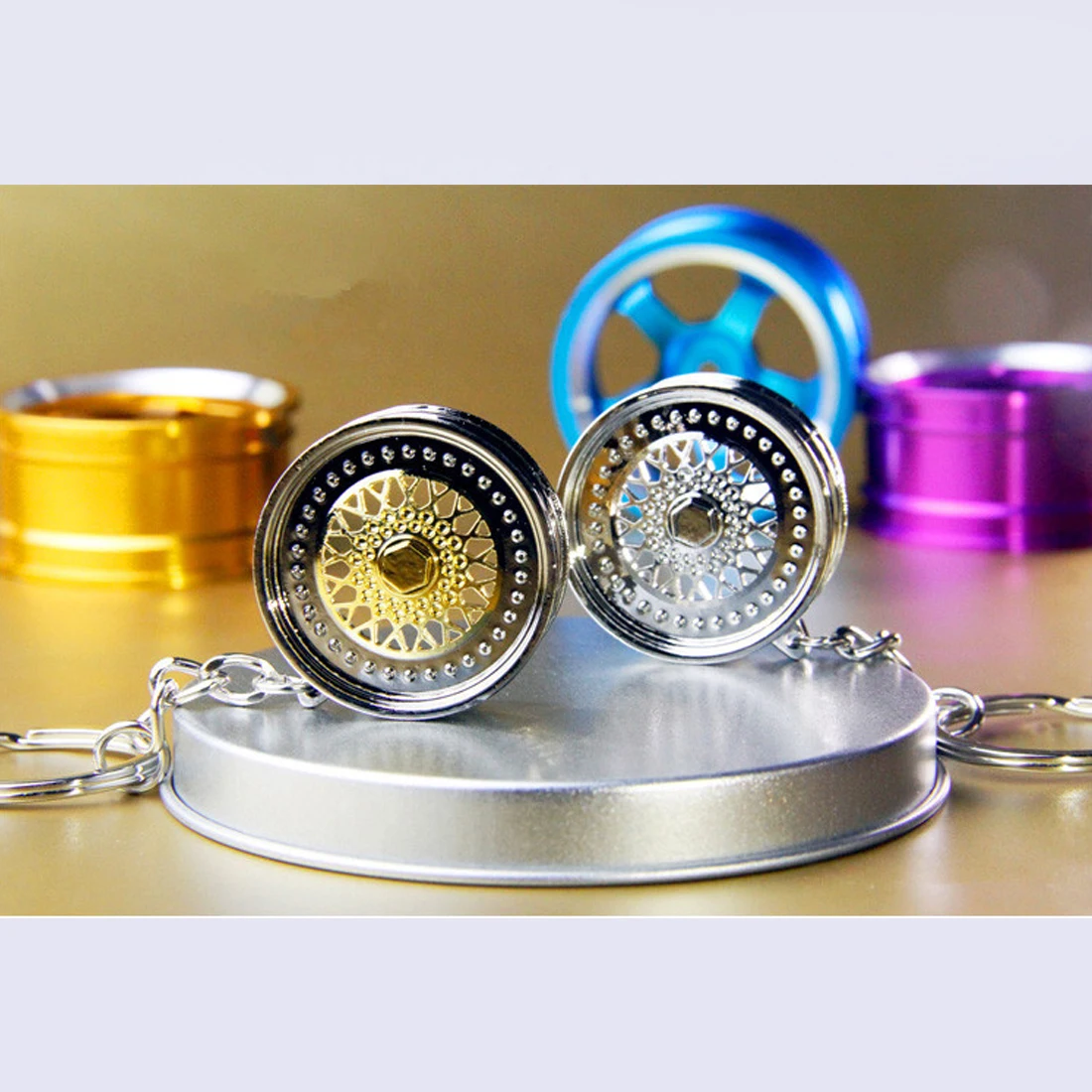 

Hot Sale Wheel Rim Keychain Creative Accessories Auto Part Model Pendant 3D Car Keyring Key Chain Ring Keyfob Holder