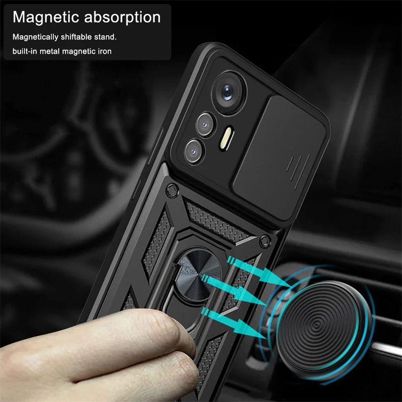 Slide Camera Lens Protect Case For Xiaomi Mi 12 Pro 12X 12Pro Mi12 Lite Xiaomi12 Pro Mi12X Magnetic Car Holder Ring Armor Cover