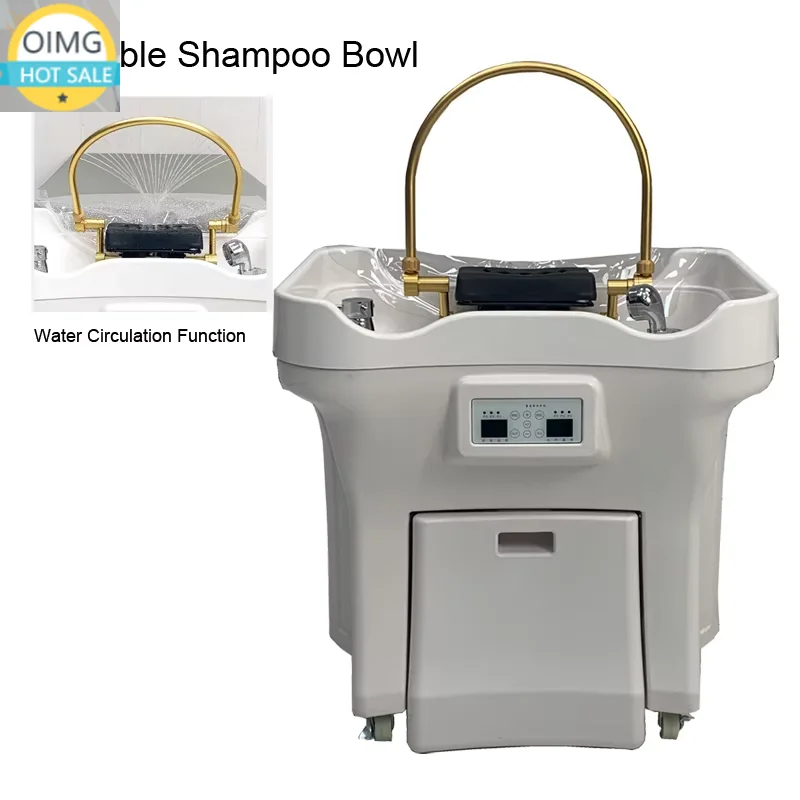 White Head Spa Fiberglass Bed Head Shampoo Bowl Hair Spa Washing Shampoo Basin Portable Head Spa Sink