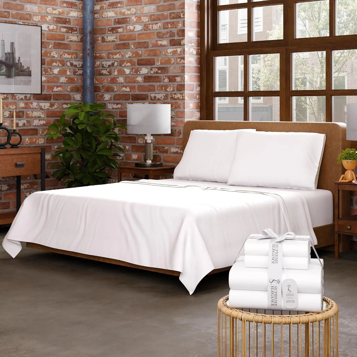 

White King Size Sheet Set, Lightweight & Breathable, 100% Cotton Percale Sheets King, Organic Cotton White Sheets, Cool &