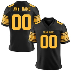 Personalized Black Gold American Football Jersey Custom Printed Team Name Number Fans Gift Men Women Youth Football Top