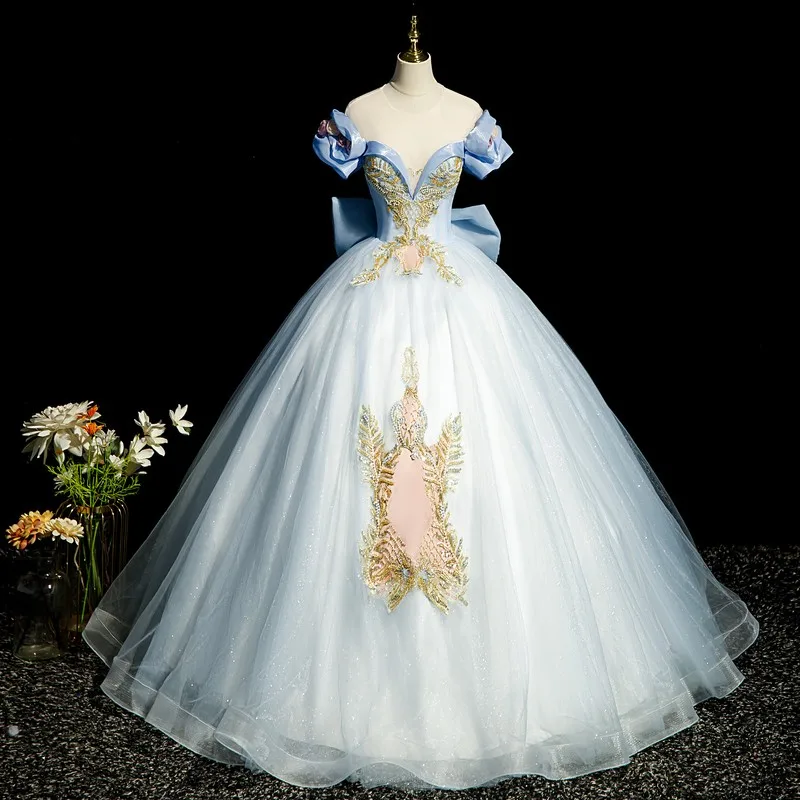 Ngọt Ngào Tay Phồng Quinceanera Áo Ren Cổ Điển ĐẦM DỰ TIỆC Ảnh Thật Bầu Cao Cấp Hứa Đầm Nữ Tùy Chỉnh