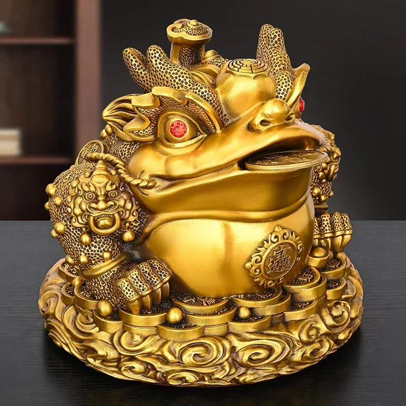 Feng Shui Copper Animal Toad Ornament Ruyi Toad Three-legged Living Room Store Desktop Figurines