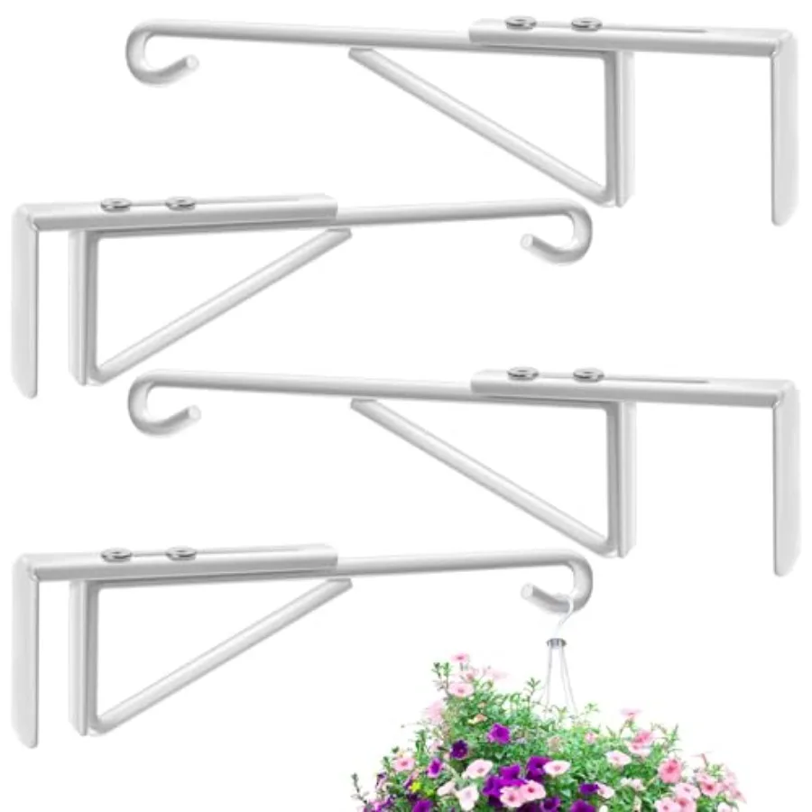 

4 Pack Adjustable Vinyl Fence Hooks Fit Fence Widths 0.83 Inch Heavy Duty Vinyl Fence Plant Hangers for Hanging Plants Bird Fee