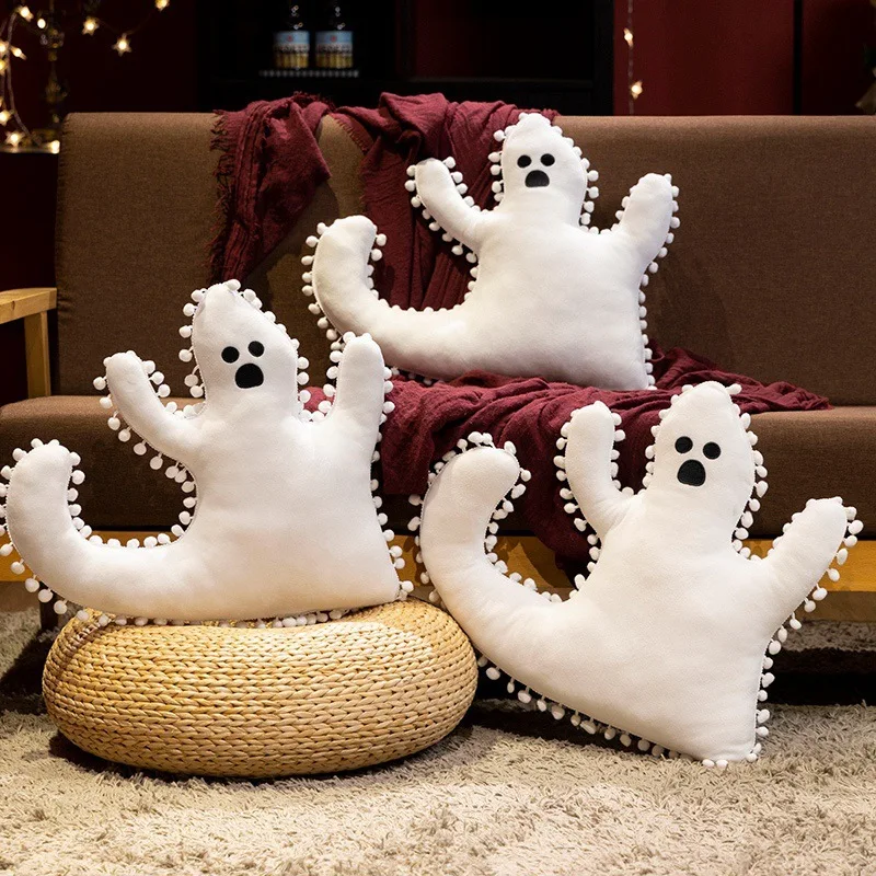

Creative White Ghost Throw Pillow Plush Home Pillow Cushion Children's Halloween Comfort Doll Simulation Stuffed Doll Toy Gifts
